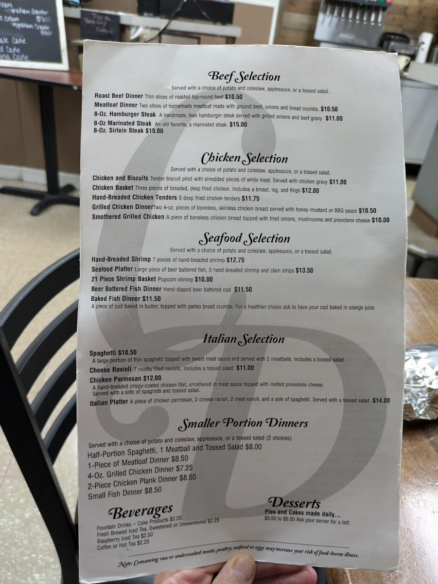 Creekside Diner Menu - Image 1